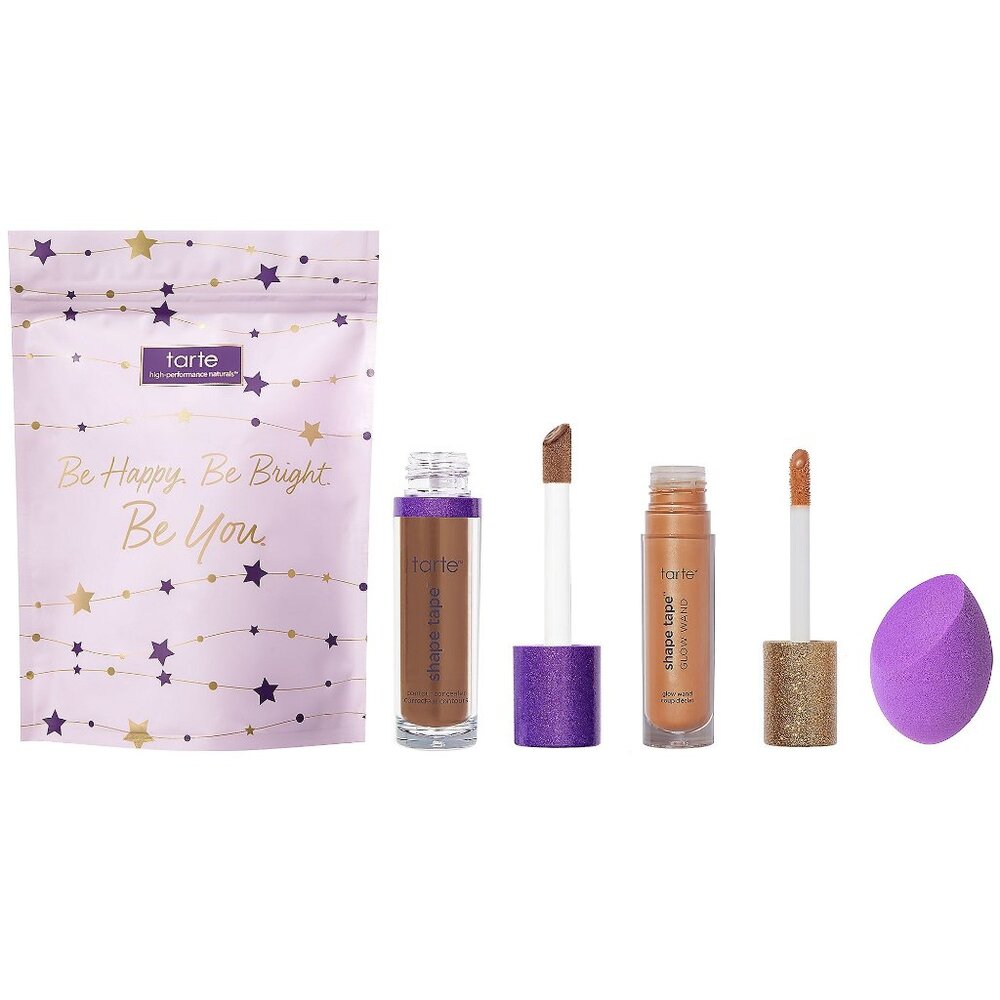 Tarte Cosmetics Shape Tape 57N Rich, Glow Wand Ablaze & Blending Sponge w/ Bag